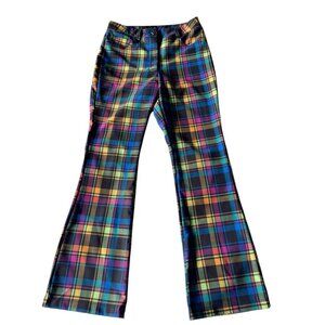 Delia's DOLLS KILL Women's Sz S Into The Grove Plaid Kick Flare Pants
